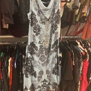 Anthropologie Light Blue and Black Maxi Dress